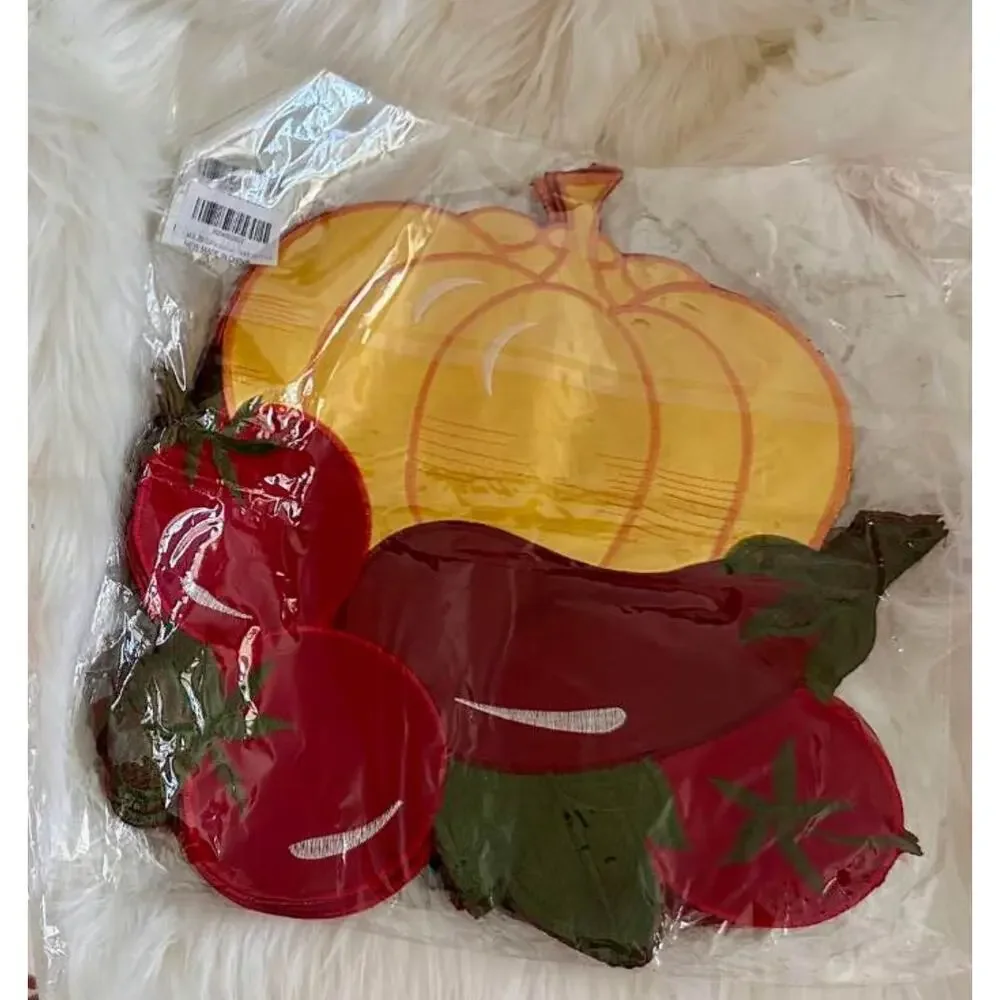 new: Pumpkin placemats-Thanksgiving / Fall-Embroidered-harvest pumpkin,‎ leaves